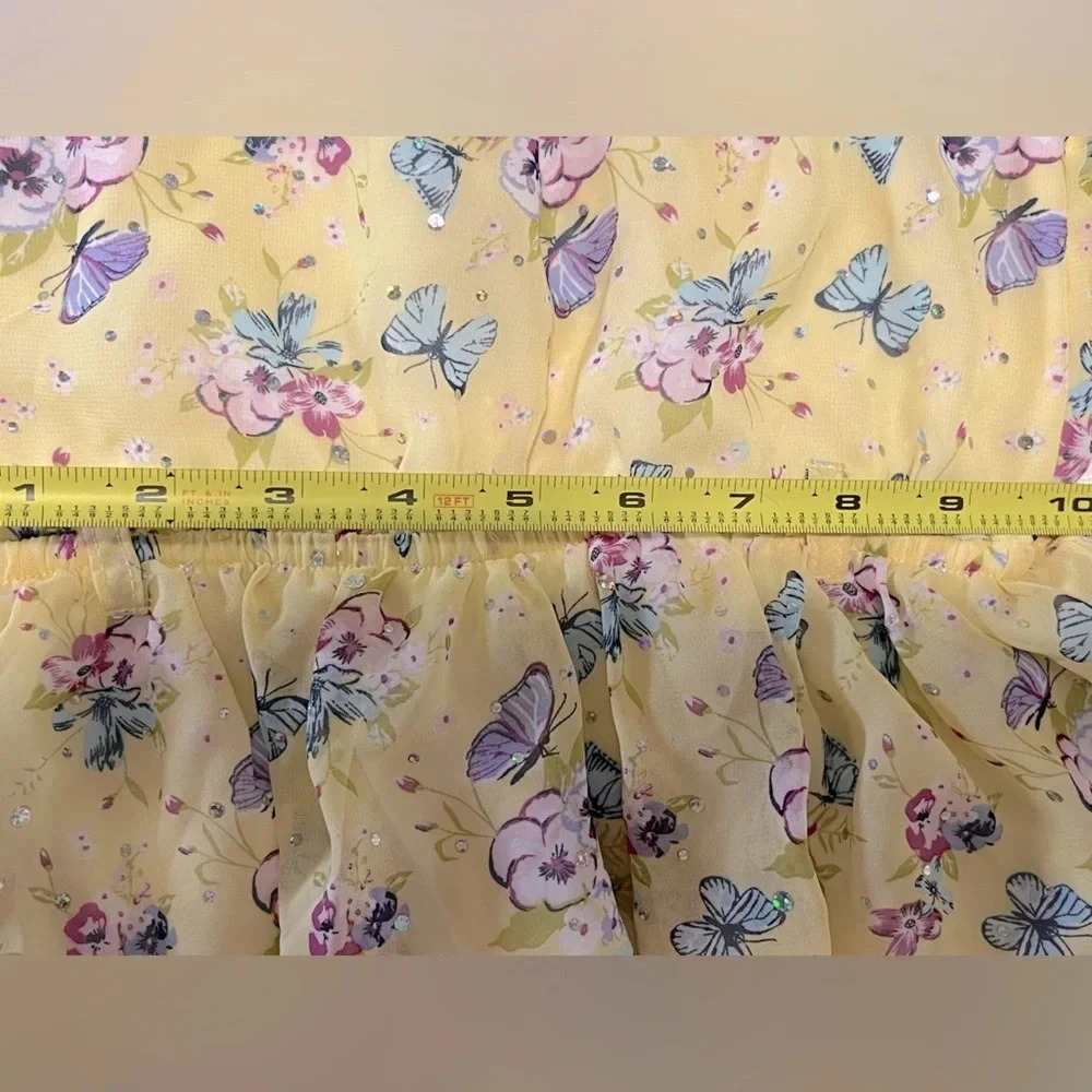 Little Las 2 piece Fancy set blouse and pants Yellow/Blue with Daisy Ruffles - Picture 14 of 15